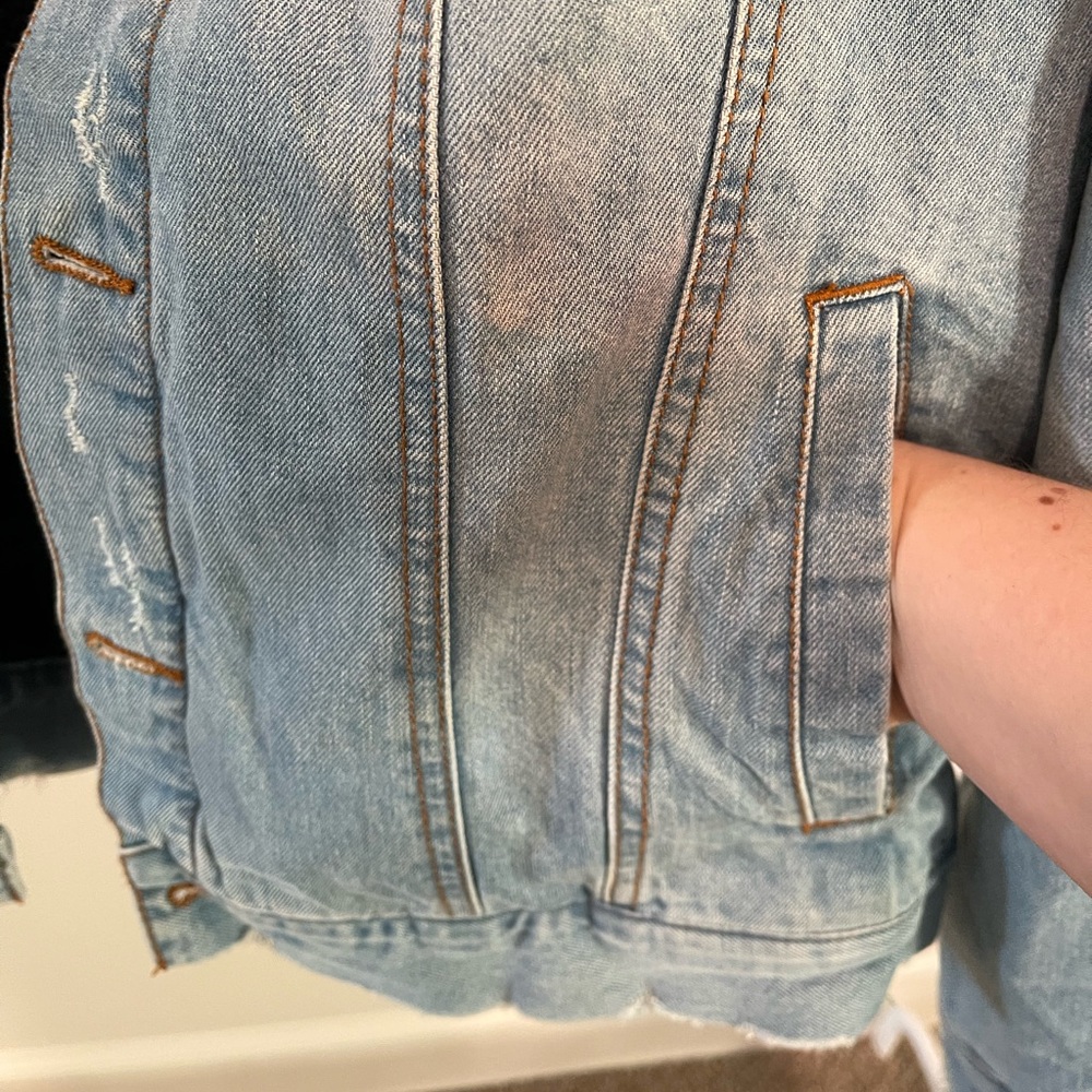 Forever 21 MEN Distressed Denim Winter Jacket Double-Lined Size M/L UNISEX - Picture 7 of 12